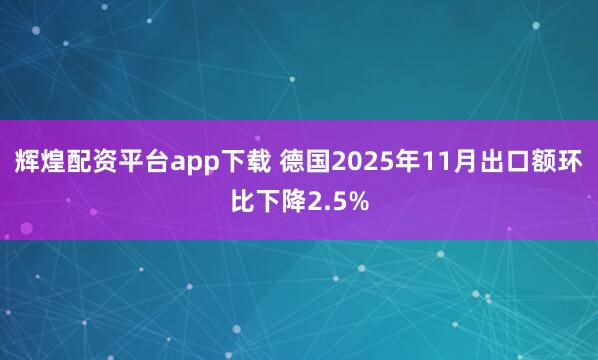 辉煌配资平台app下载 德国2025年11月出口额环比下降2.5%