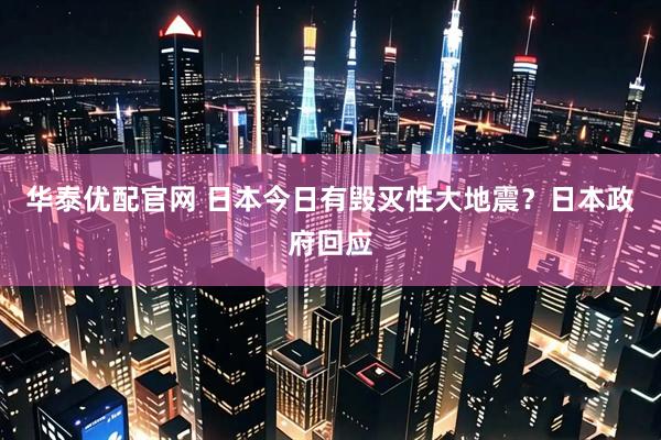 华泰优配官网 日本今日有毁灭性大地震？日本政府回应